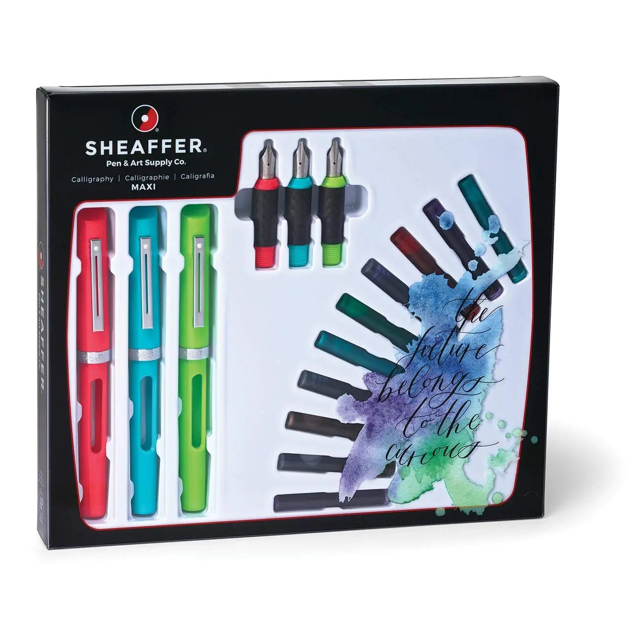 Sheaffer Viewpoint Calligraphy Maxi Kit: 3 Fountain Pens with 3 Nibs, 20 Assorted Ink Cartridges, Instructions, and Tracing Pad Sheaffer