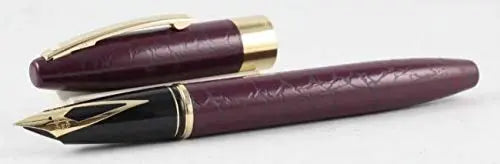 Sheaffer made in the USA Legacy Heritage Look of Leather Burgundy Barrel, 22KT Gold Appointment and Solid 18KT Medium nib Fountain pen. Made in Iowa, USA cross