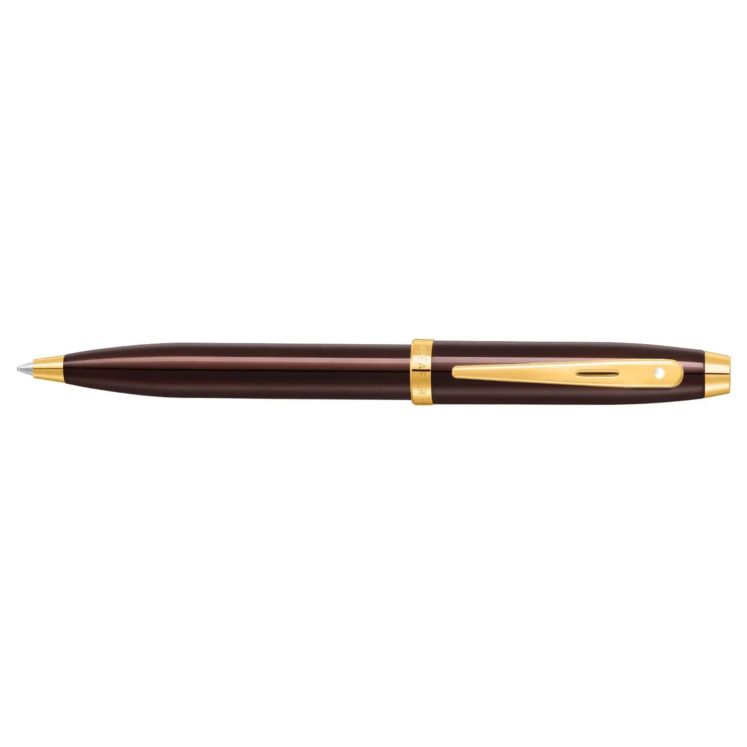 Sheaffer® 100 9370 Glossy Coffee Brown Ballpoint Pen With PVD Gold-Tone Trim - My Store