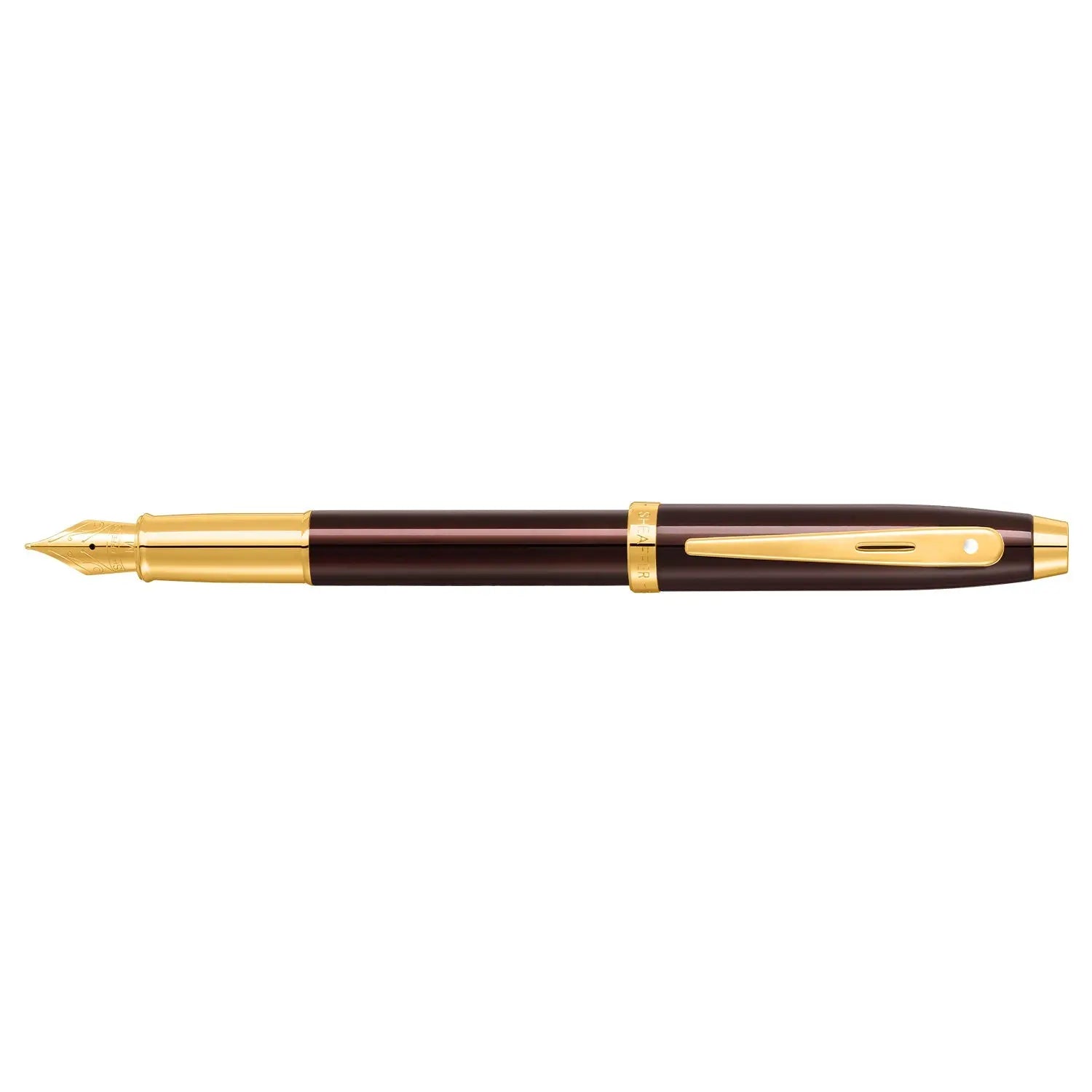 Sheaffer® 100 9370 Glossy Coffee Brown Fountain Pen With PVD Gold-Tone Trim - Medium - My Store