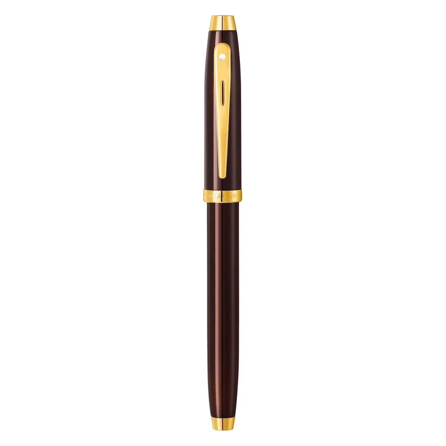 Sheaffer® 100 9370 Glossy Coffee Brown Fountain Pen With PVD Gold-Tone Trim - Medium - My Store