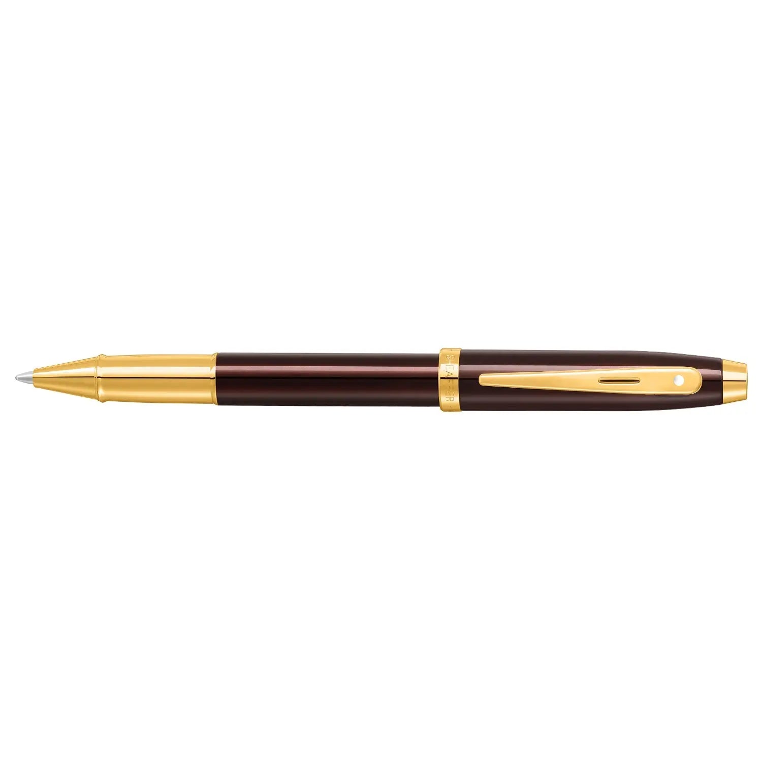 Sheaffer® 100 9370 Glossy Coffee Brown Rollerball Pen With PVD Gold-Tone Trim - My Store