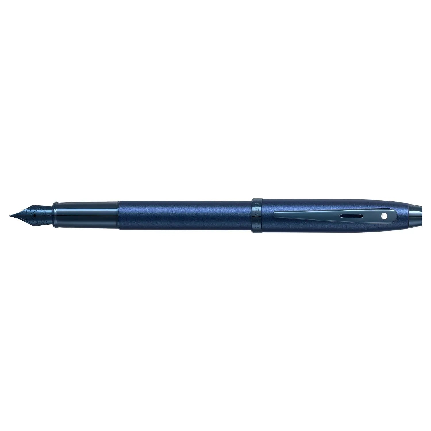 Sheaffer® 100 9371 Satin Blue Fountain Pen With PVD Blue Trim - Medium - My Store