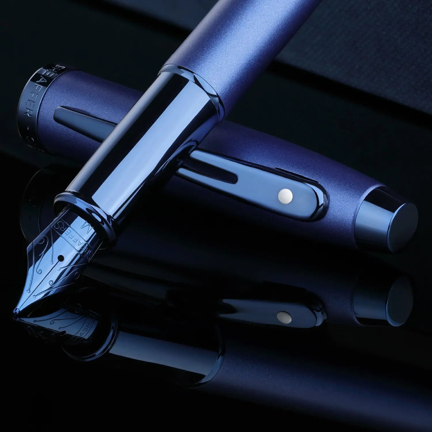 Sheaffer® 100 9371 Satin Blue Fountain Pen With PVD Blue Trim - Medium - My Store