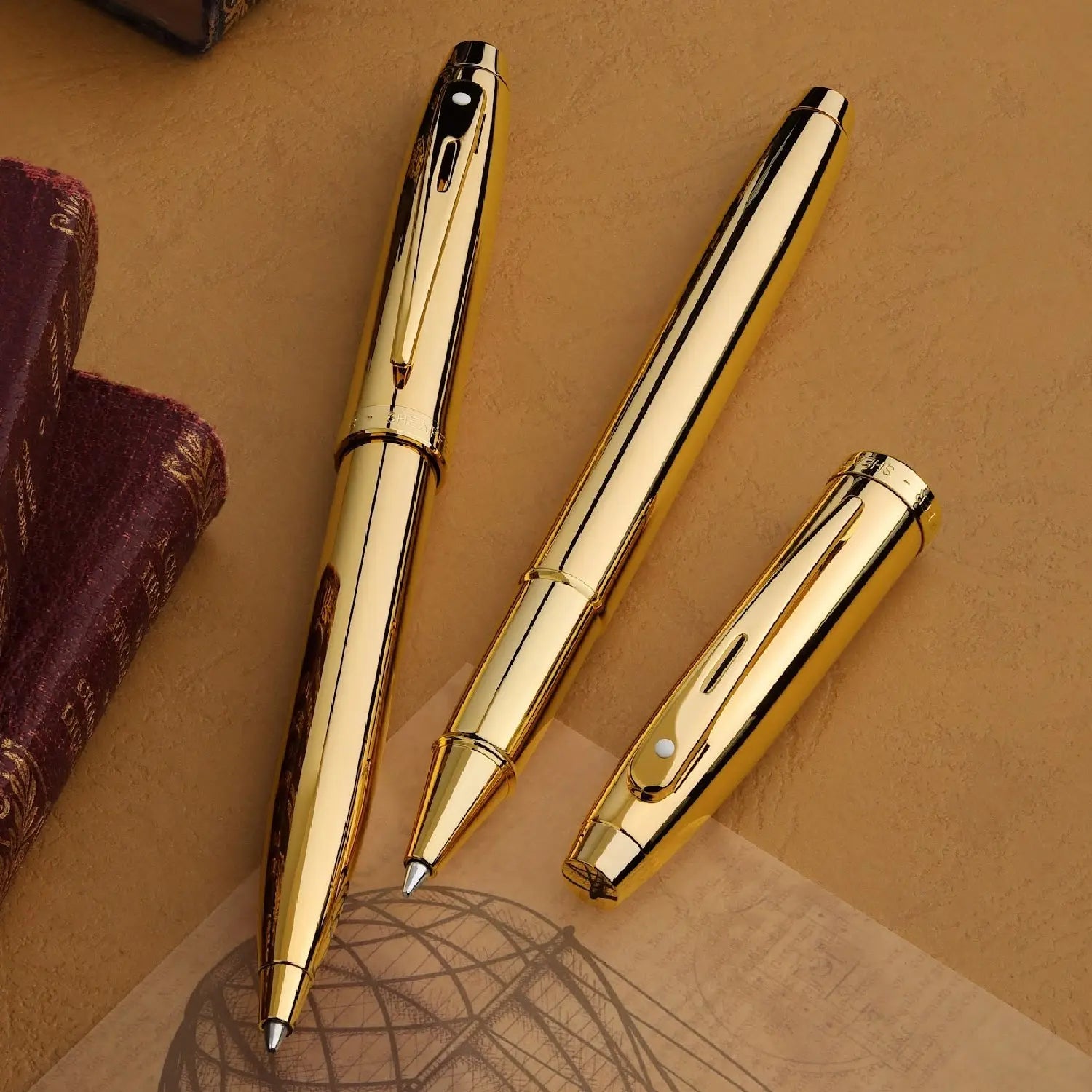 Sheaffer® 100 9372 Glossy PVD Gold Ballpoint Pen With PVD Gold Trim - My Store