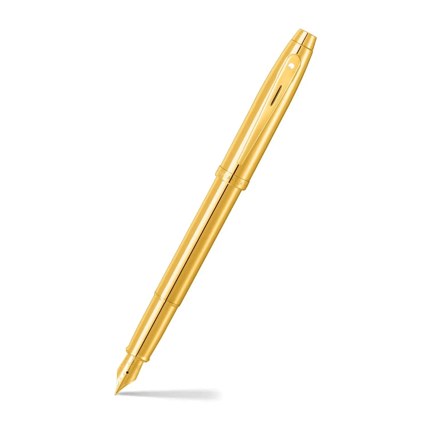 Sheaffer® 100 9372 Glossy PVD Gold Fountain Pen With PVD Gold Trim - Medium - My Store