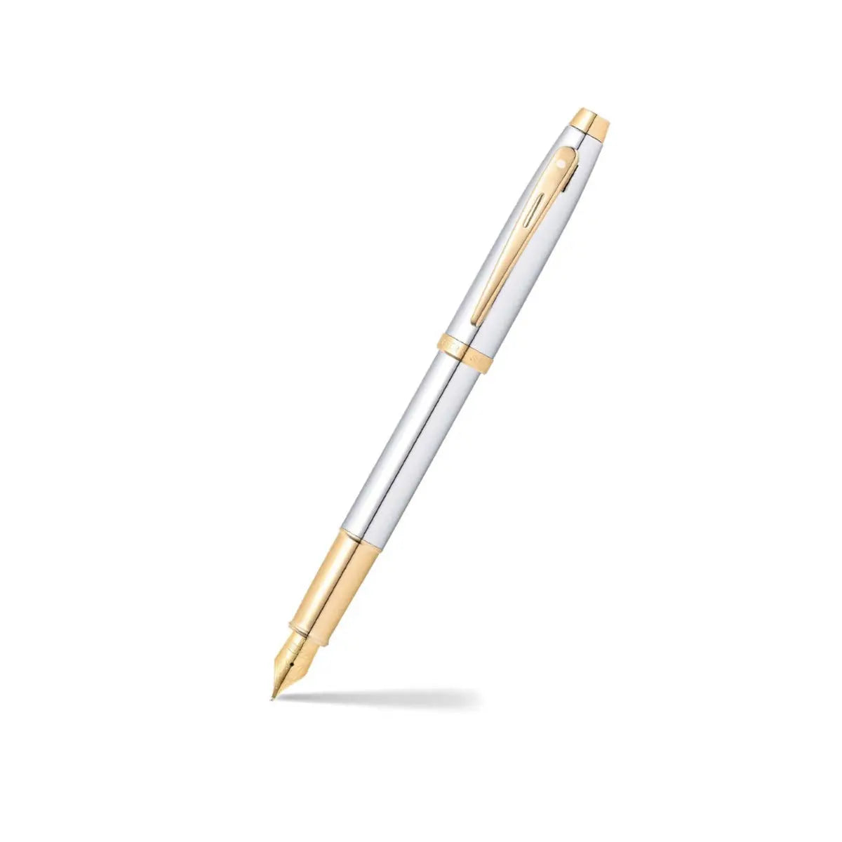 Sheaffer® 100 Bright Chrome Fountain Pen With Gold Trims - Fine - My Store