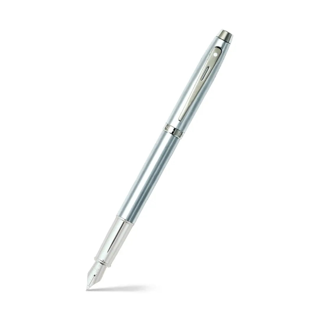 Sheaffer® 100 Brushed Chrome Fountain Pen With Chrome Trims - Fine - My Store