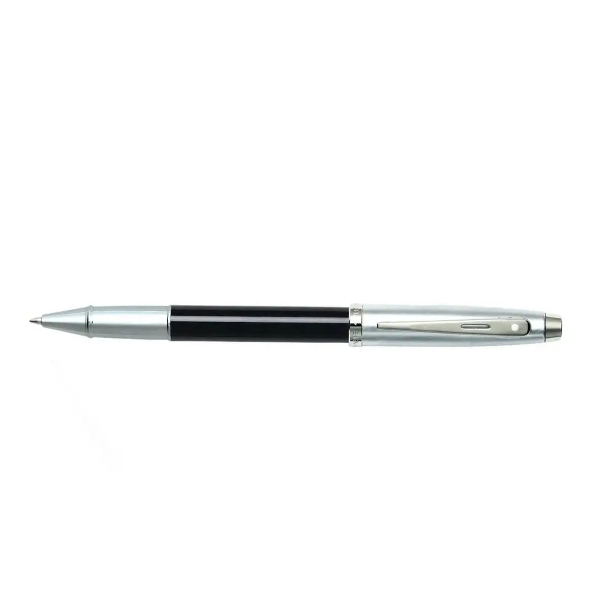 Sheaffer® 100 Glossy Black Barrel Brushed Chrome Cap Rollerball Pen - crosspenmall.com