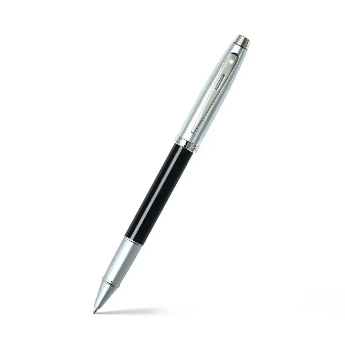 Sheaffer® 100 Glossy Black Barrel Brushed Chrome Cap Rollerball Pen - crosspenmall.com