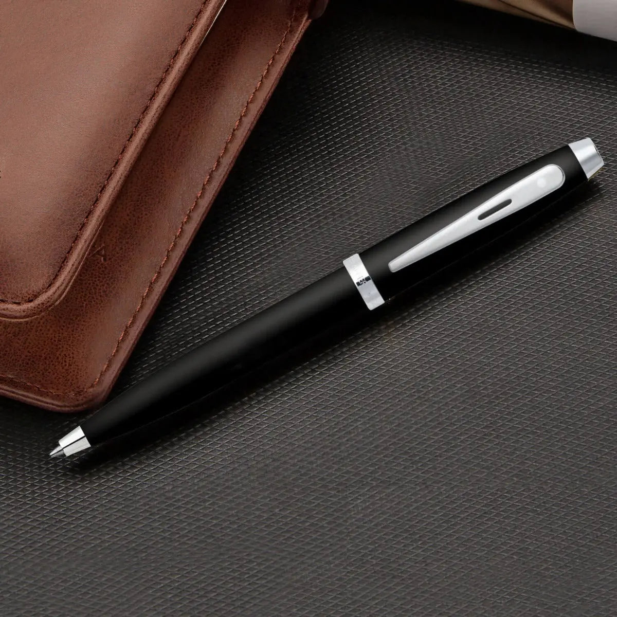 Sheaffer® 100 Matte Black Ballpoint Pen With Chrome Trims - My Store