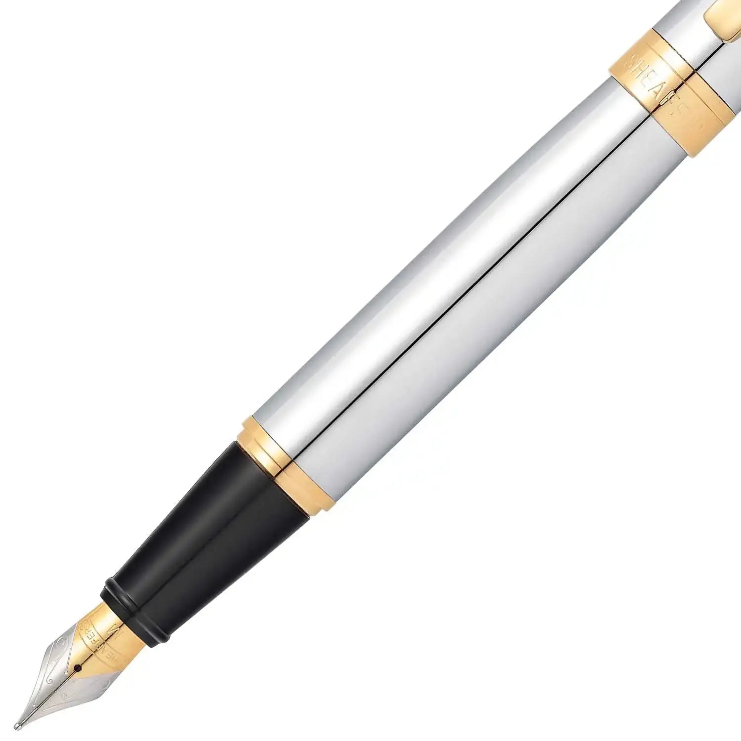 Sheaffer® 300 Bright Chrome Fountain Pen With Gold Trims - Medium - My Store