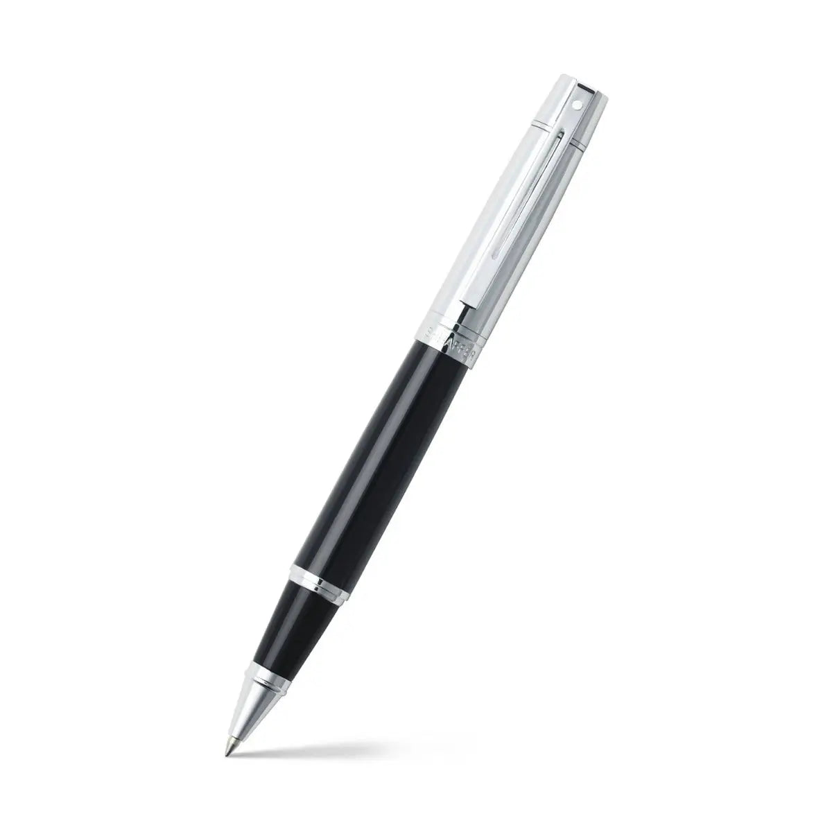 Sheaffer® 300 Glossy Black Barrel and Bright Chrome Cap Rollerball Pen - My Store