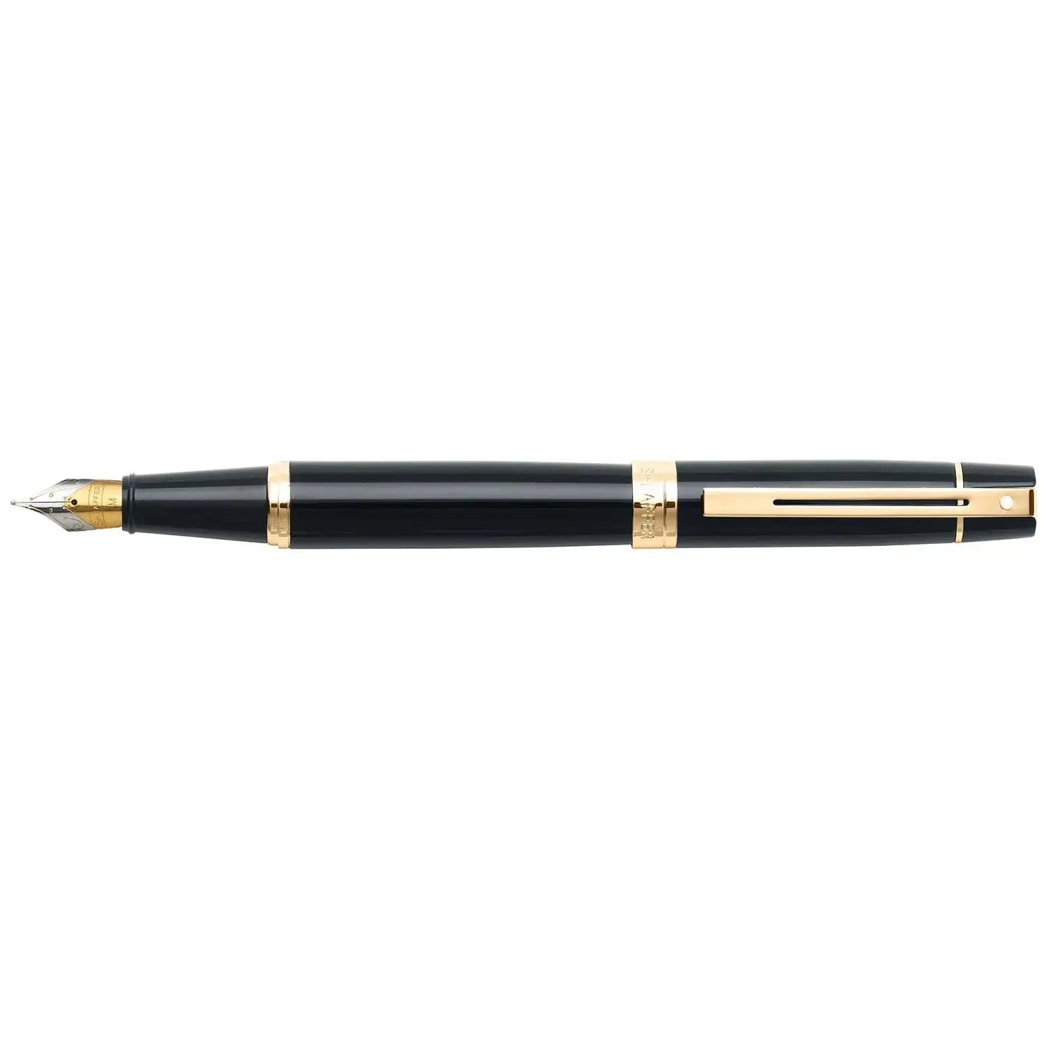 Sheaffer® 300 Glossy Black Fountain Pen With Gold Trims - Medium - My Store