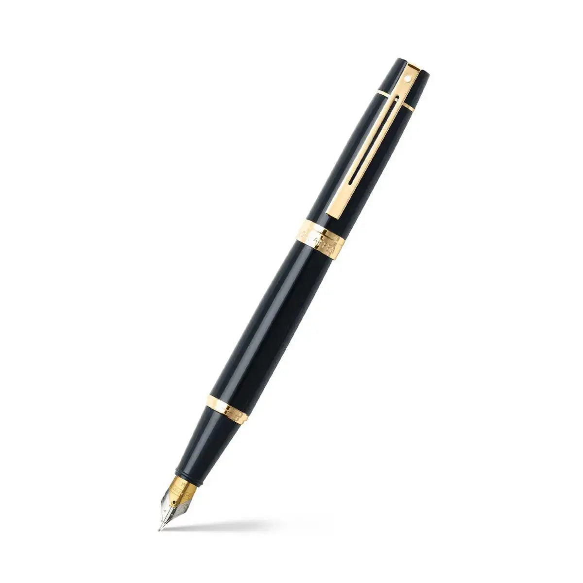 Sheaffer® 300 Glossy Black Fountain Pen With Gold Trims - Medium - My Store