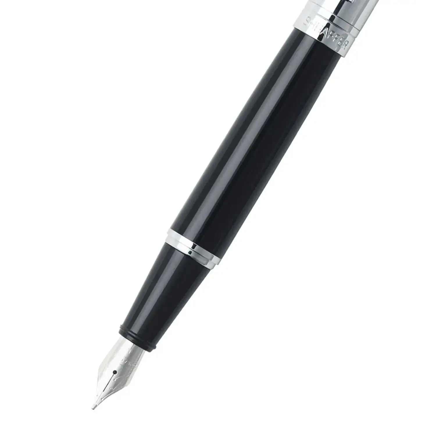 Sheaffer® 300 Glossy Black and Chrome Fountain Pen With Chrome Trims - Medium - My Store