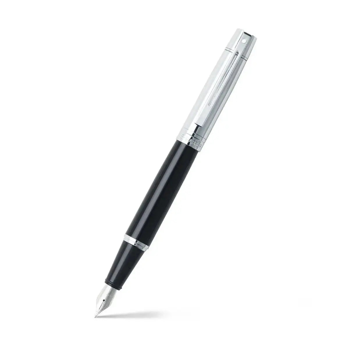 Sheaffer® 300 Glossy Black and Chrome Fountain Pen With Chrome Trims - Medium - My Store