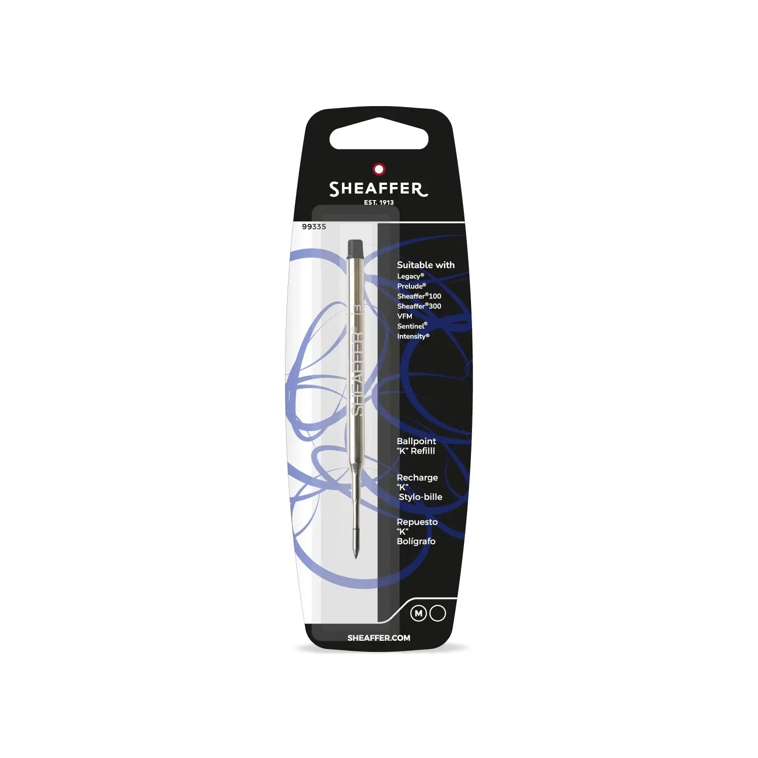 Sheaffer® Ballpoint Refill "K" Style - Black Medium - Blister Card - crosspenmall.com