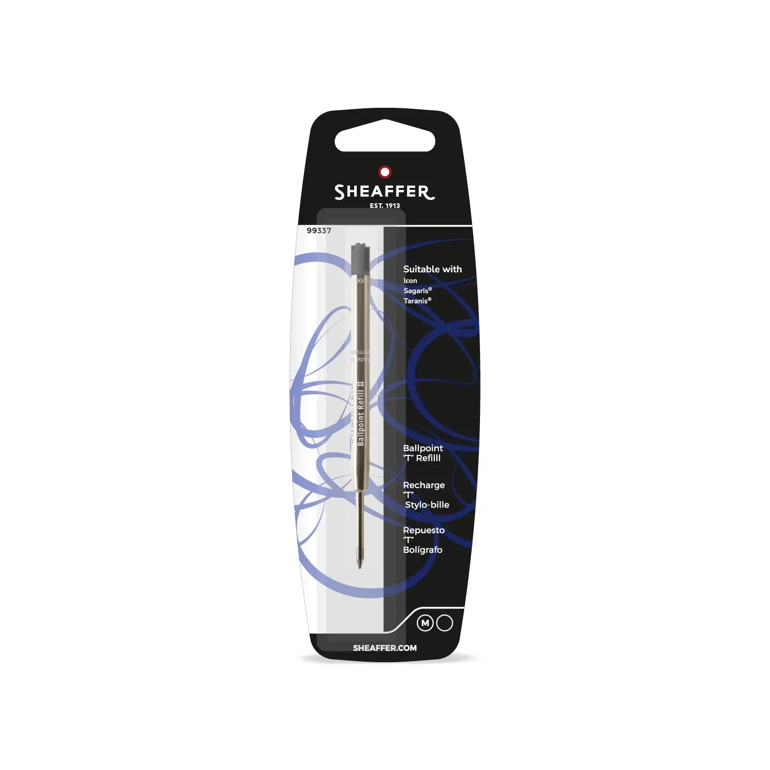 Sheaffer® Ballpoint Refill "T" Style - Black Medium Blister Card (fits Sagaris, Taranis & Stylus) - My Store