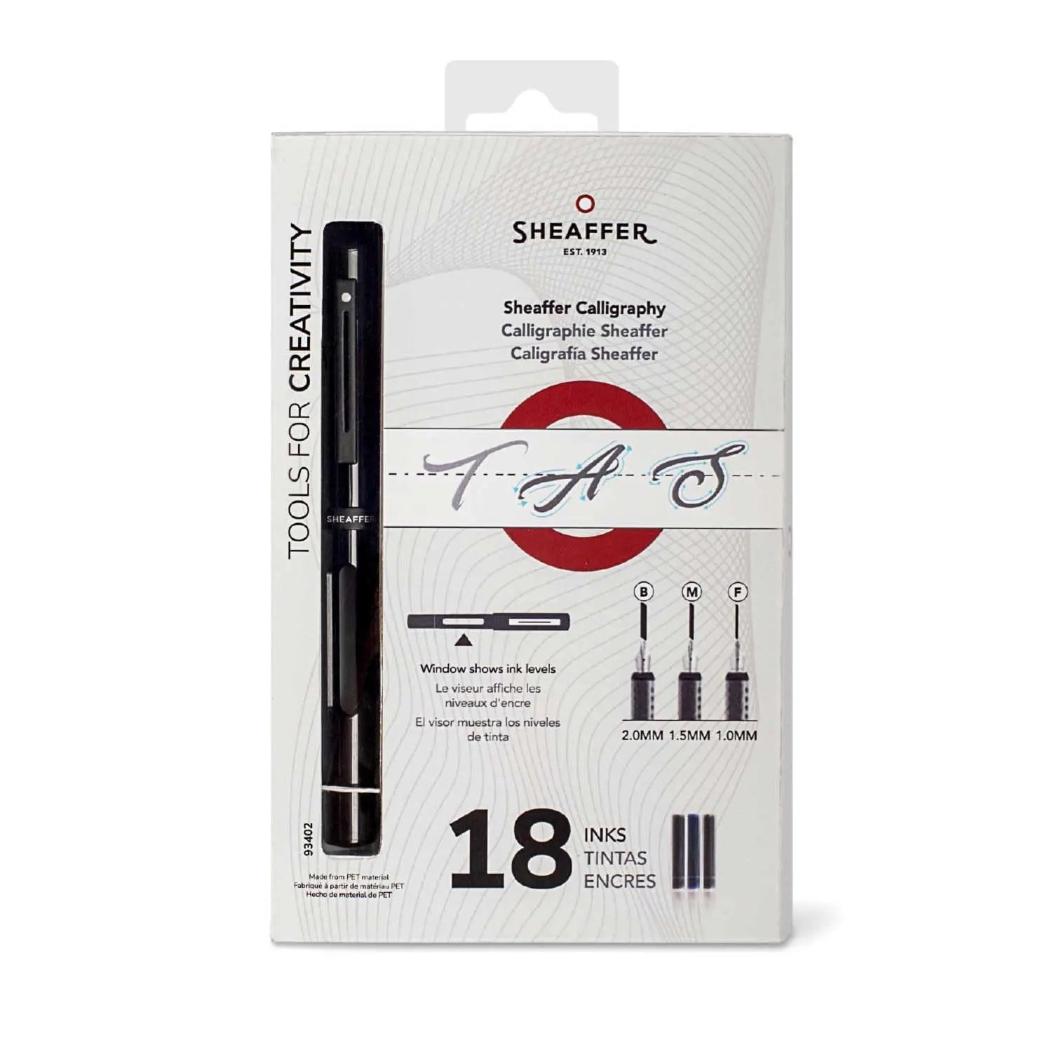 Sheaffer® Calligraphy Matte Black Fountain pen Minikit with Black cap and Matte Black Trim - Fine, Medium, Broad nibs & 18 Cartridges are included. Sheaffer