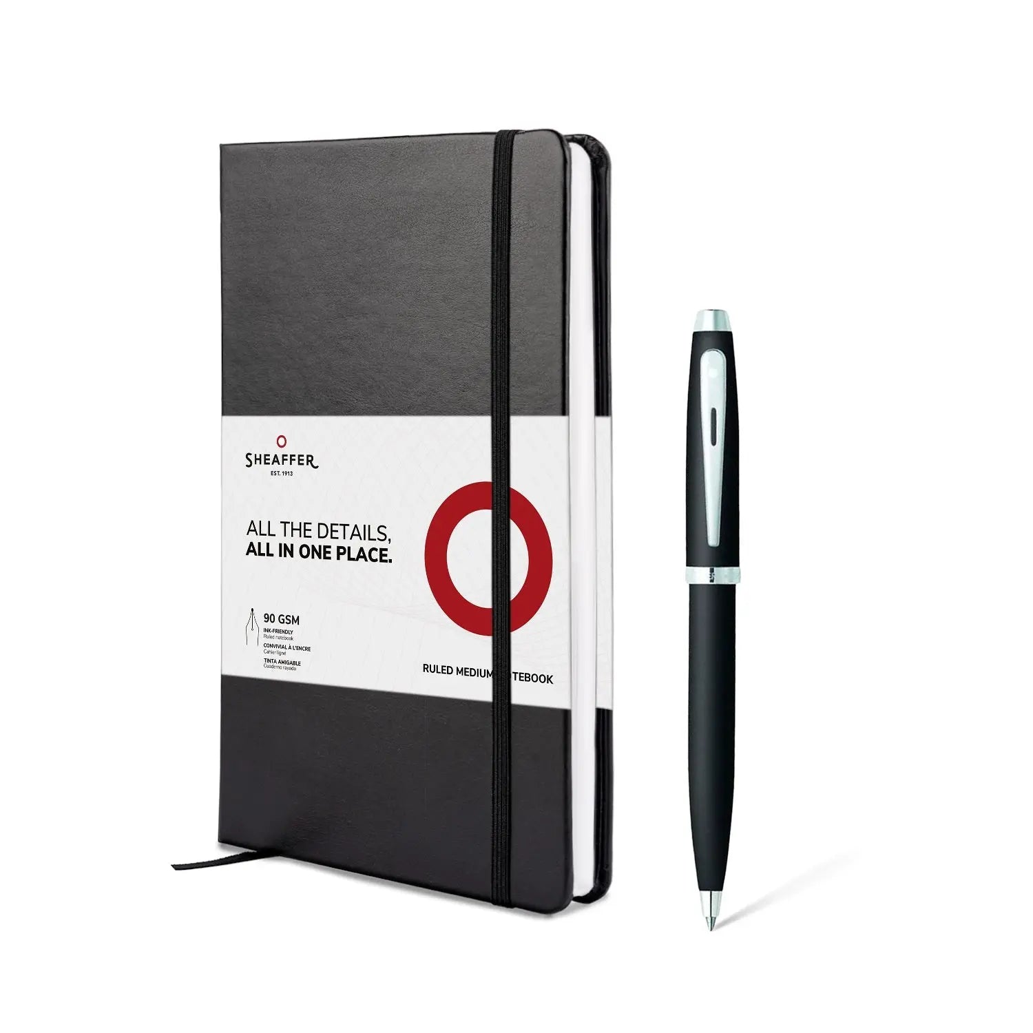 Sheaffer® Gift Set ft. Matte Black S100 9317 Ballpoint Pen with Chrome Trim and Medium Notebook - My Store