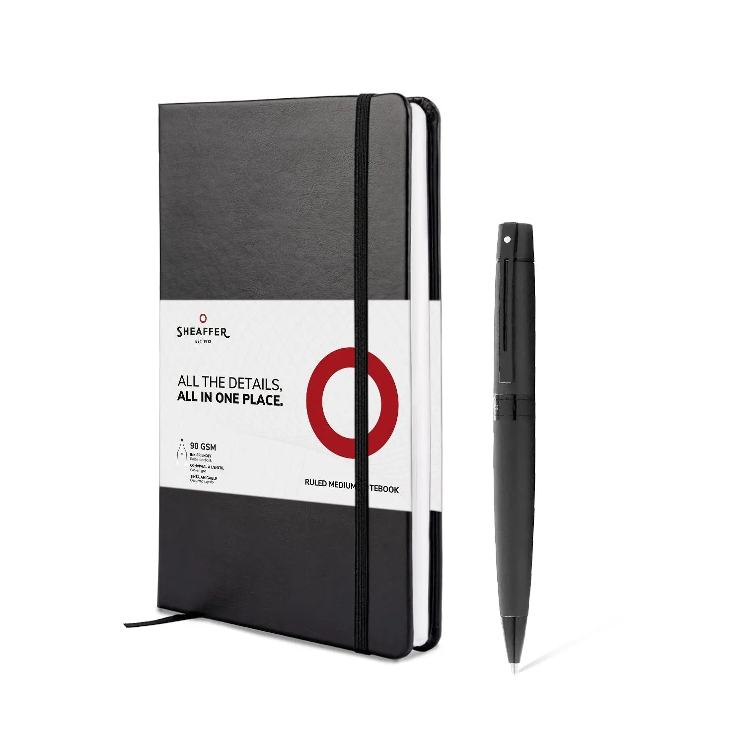 Sheaffer® Gift Set ft. Matte black S300 9343 Ballpoint Pen with Black Trim and Medium Notebook - My Store