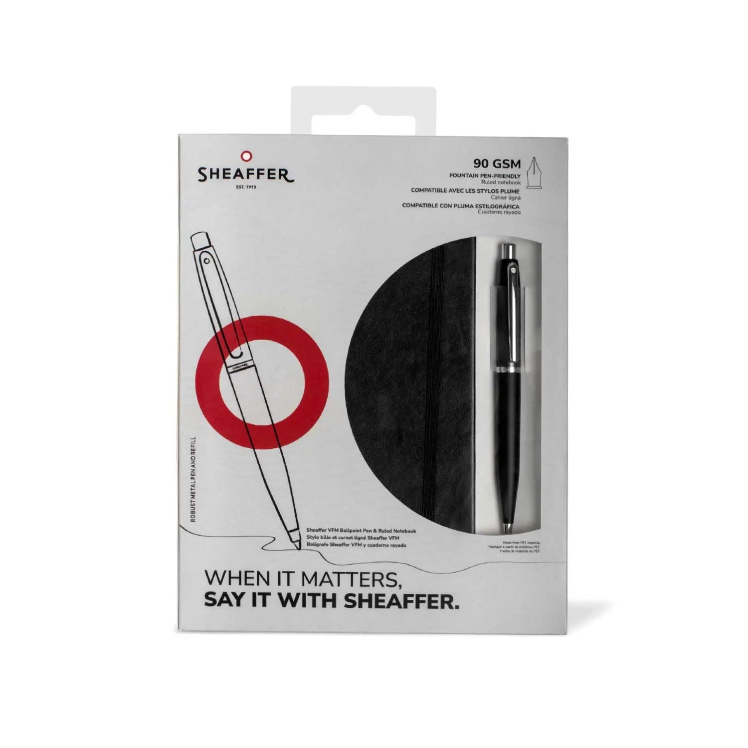 Sheaffer® Giftset VFM 9405 Black Ballpoint Pen and Medium Notebook Black Hangsell - My Store