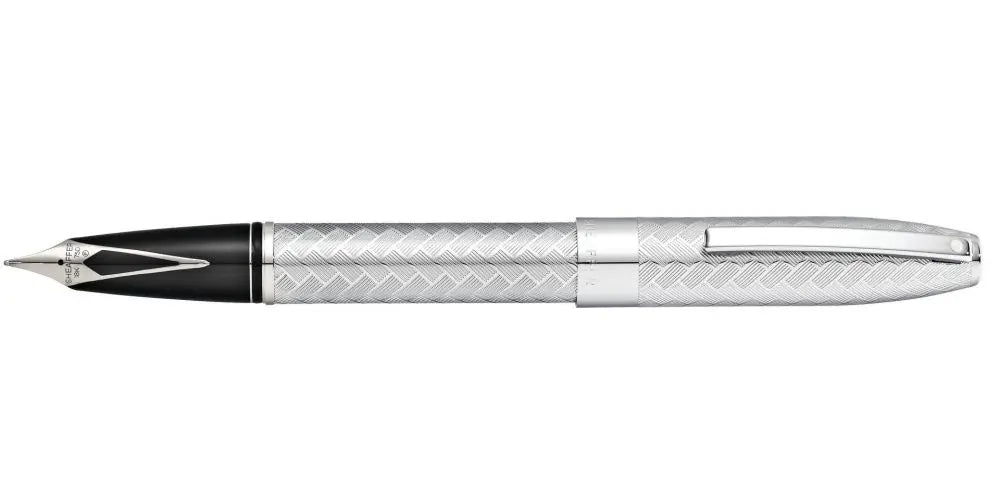 Sheaffer® Legacy Polished Chrome Fountain Pen with Engraved Chevron Pattern - crosspenmall.com