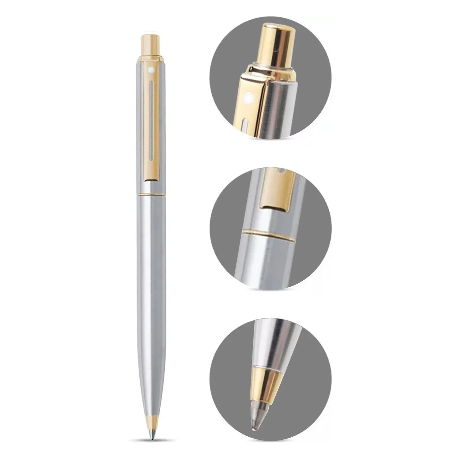 Sheaffer® Sentinel 325 Brushed Chrome Ballpoint pen with Gold Tone Trim - My Store