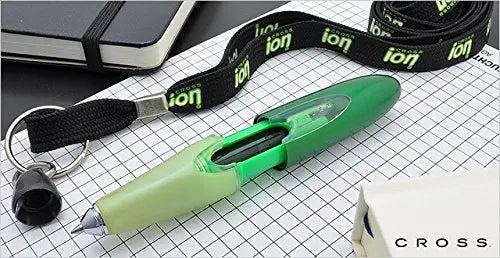 Cross ION Plasmic Green Barrel Rollerball with Black Gel Ink Pen, Lanyard and Complimentary Key/lanyard Clip - crosspenmall.com