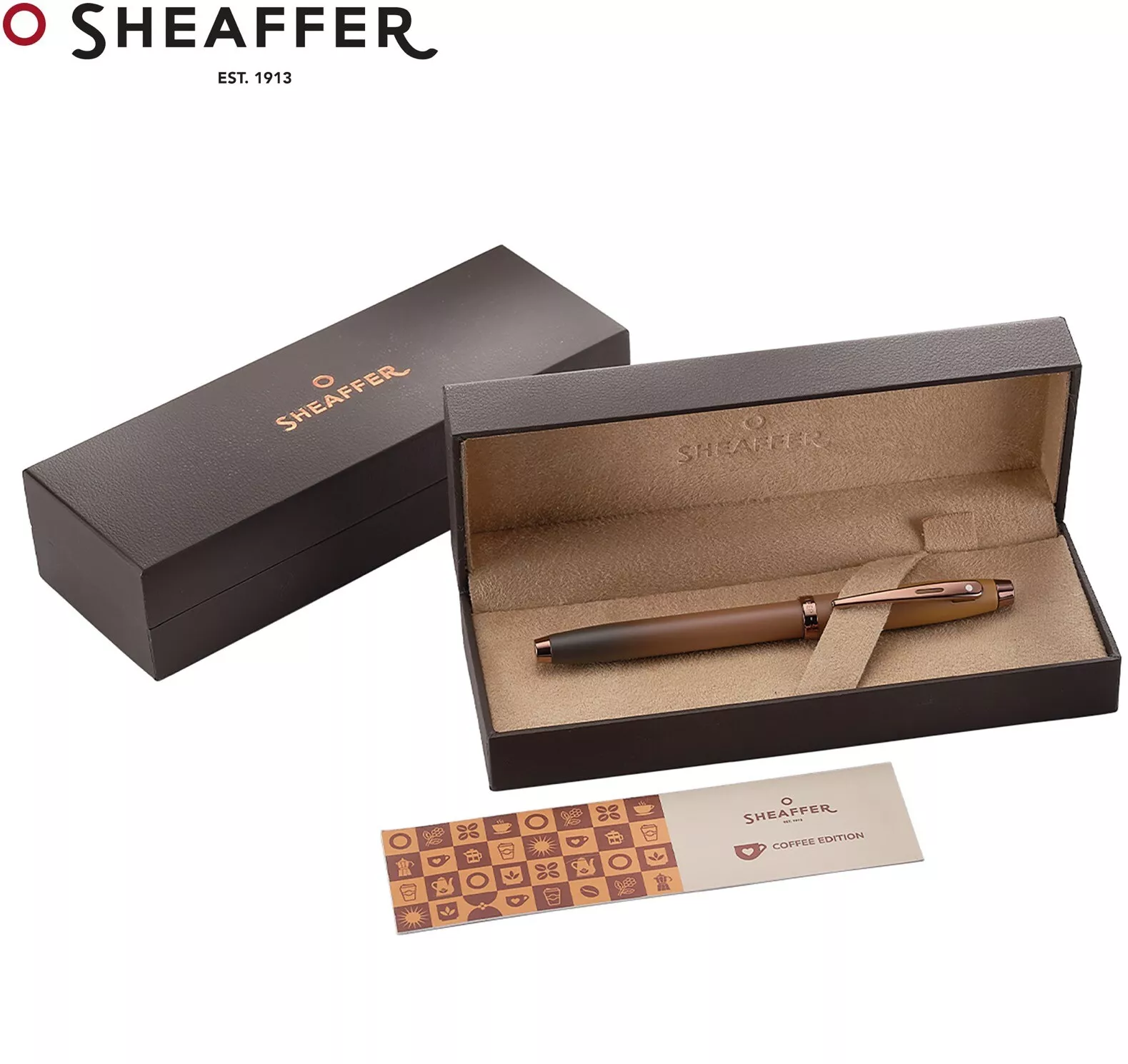 Sheaffer 100 9374 Coffee Edition Matt Brown Pen with Regal Brown PVD Trims Sheaffer